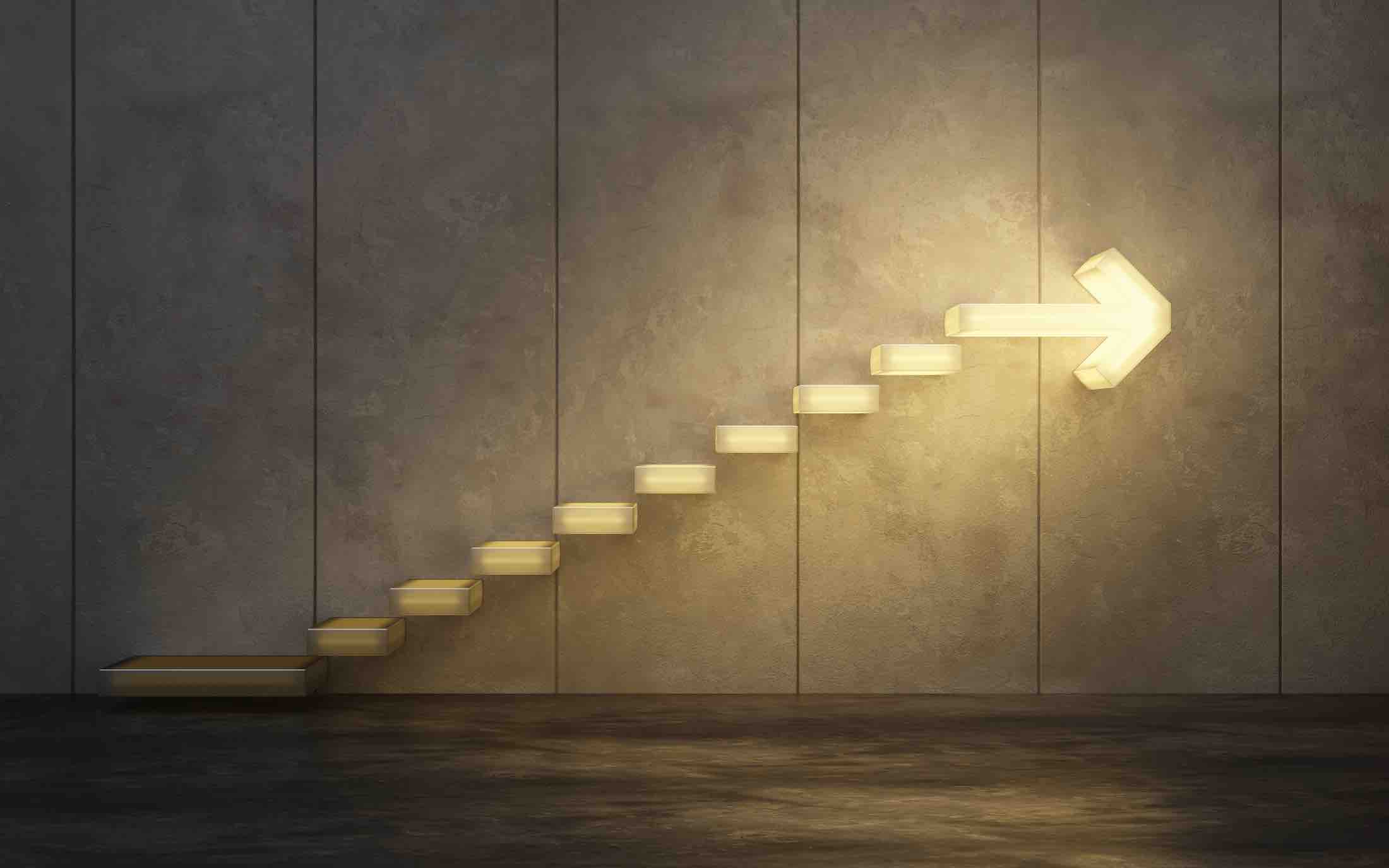 stairs going upward, 3d rendering