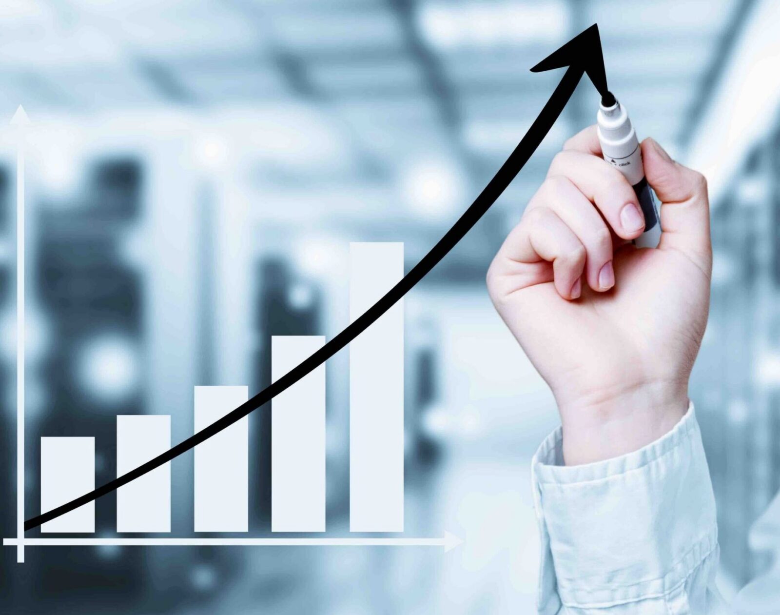 A rising bar chart